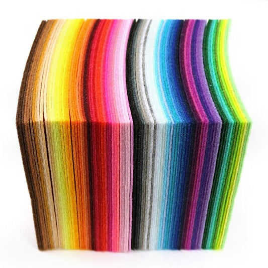 Mix 88 Colors Non Woven Felt Fabric  With Thread  Bundle For Sewing Crafts 1mm Thickness 10*10CM