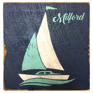 Handcrafted Sailboat Wood Sign - Milford 11-1/2-in