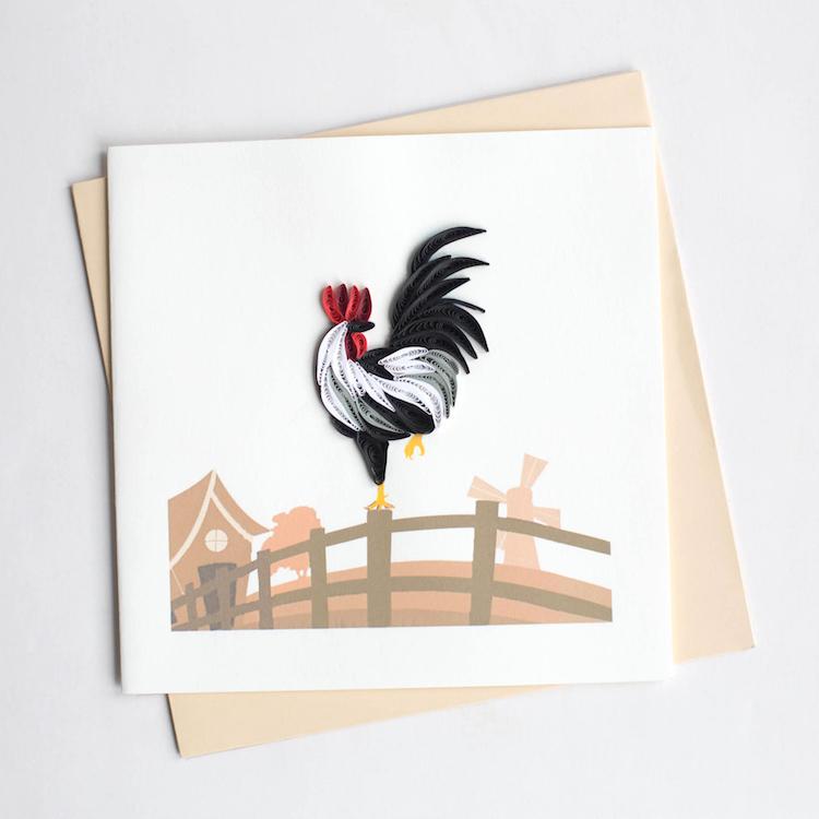 Quilling Card- Hand-Crafted Cards, Rooster