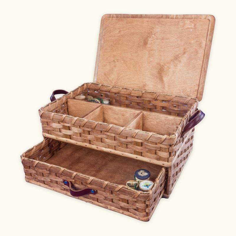 Large Amish Sewing and Craft Basket Organizer Box with Drawer