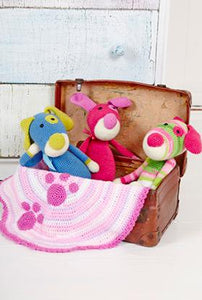Stylecraft Crochet Puppies Paw print Blanket Pattern 9215