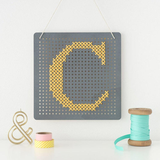 Grey Cross Stitch Pegboard Wall Art Board DIY Craft Kit
