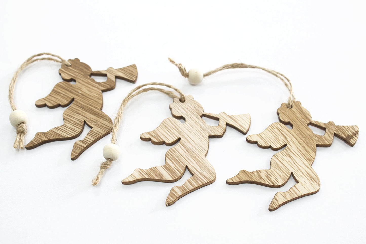 Pack of 3 Christmas Wooden Craft Decorations - Cherub