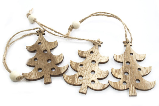 Pack of 3 Christmas Wooden Craft Decorations - Christmas Tree