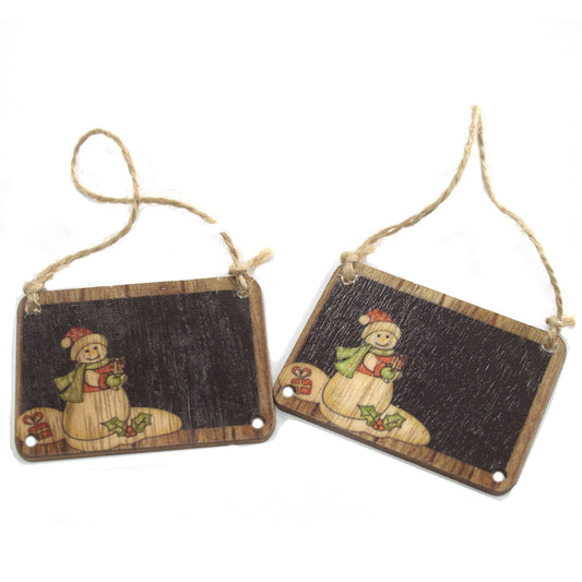 Pack of 2 Christmas Wooden Craft Decorations - Snowman