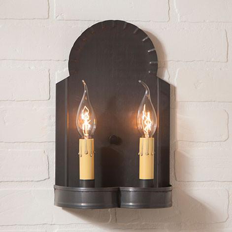 Hanover Double Candle Sconce ~ Handcrafted in Blackened Tin
